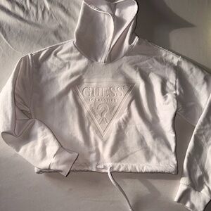 GUESS Women's White Logo Hoodie